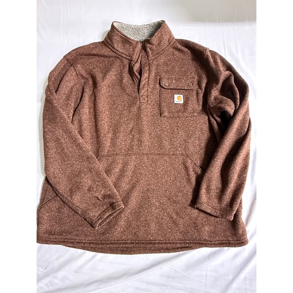 Carhartt Other - Carhartt Mens 2XL Relaxed Fit Quarter Zip Sherpa Lined Fleece Pullover Brown